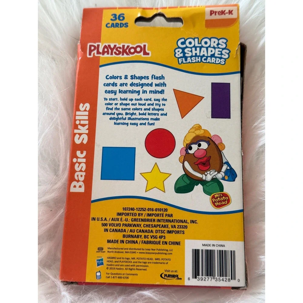 Playskool Colors & Shapes Flash Cards Mrs Potato Head PreK-K 36 Cards 107240